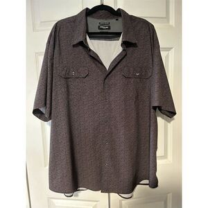 Kenneth Cole Men's 4X Geometric Short Sleeve Button-Up Shirt Multicolor